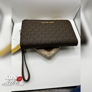 Michael Kors Brown Wristlet Wallet